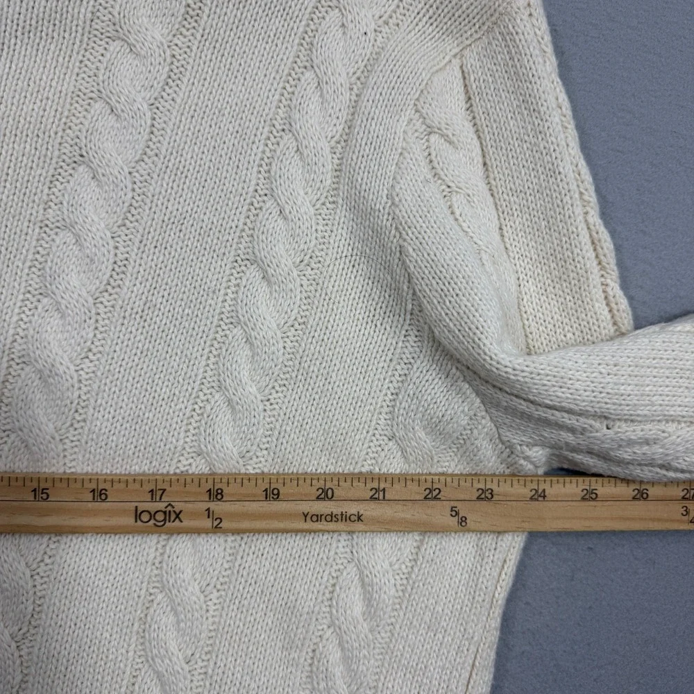 Polo Ralph Lauren Sweater Mens XL Ivory Cricket Cable Knit Cotton Cashmere VNeck